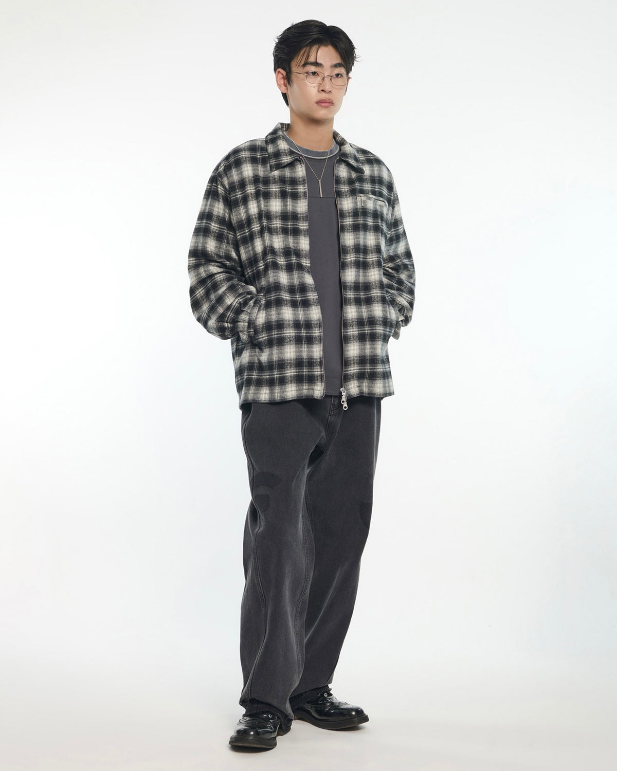 【NOMANUAL】FLANNEL FULL ZIP CHECK SHIRT