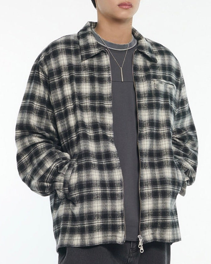 【NOMANUAL】FLANNEL FULL ZIP CHECK SHIRT