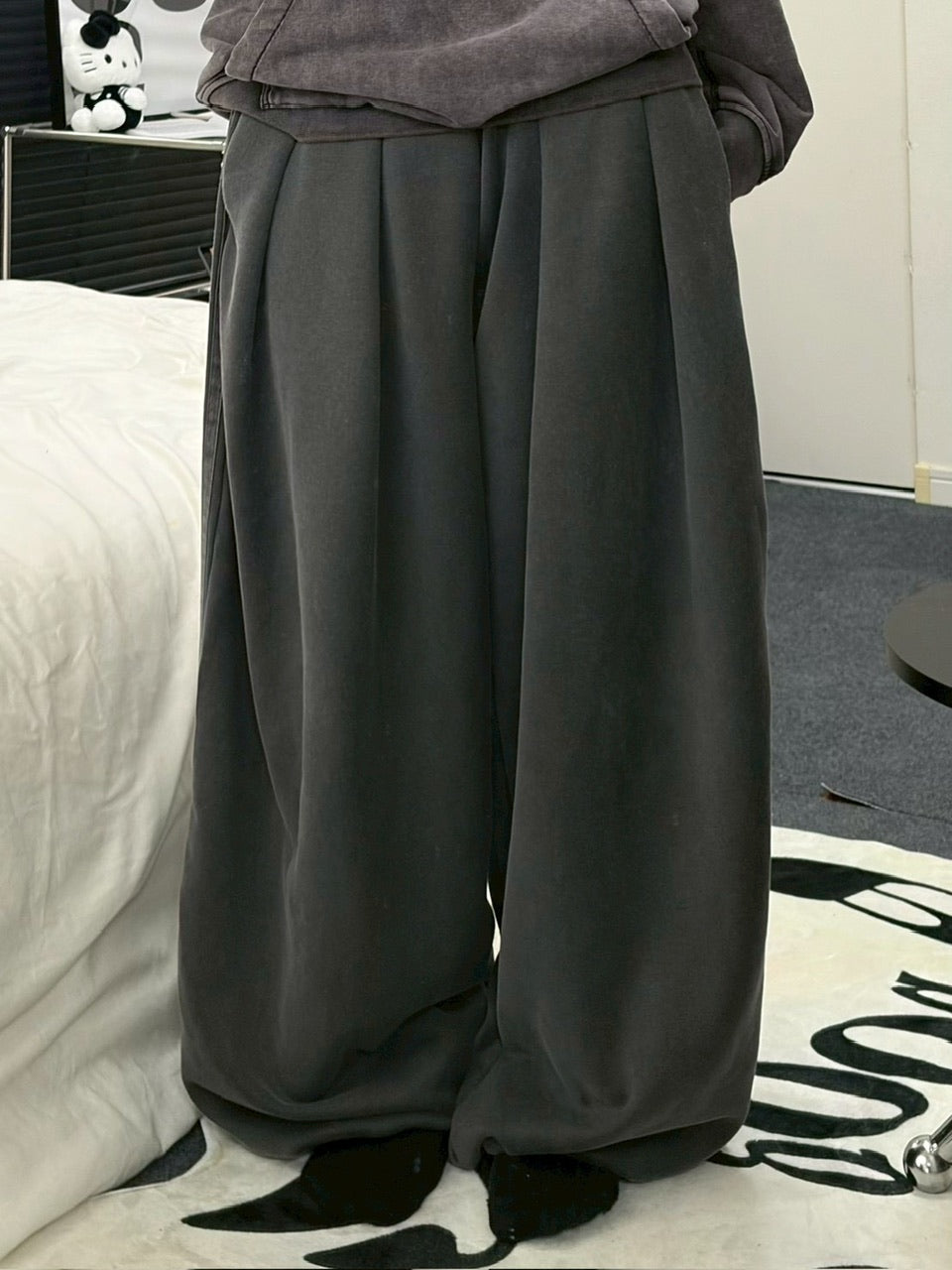 受注制【LUV CODE】line wide sweat pants (2color)