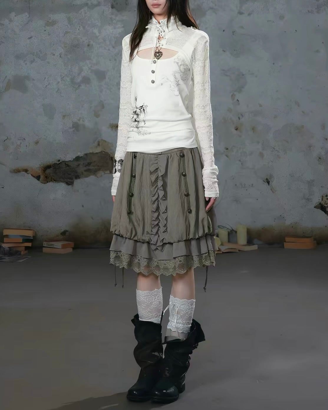 【Cest Nous】Lace Bud Skirt