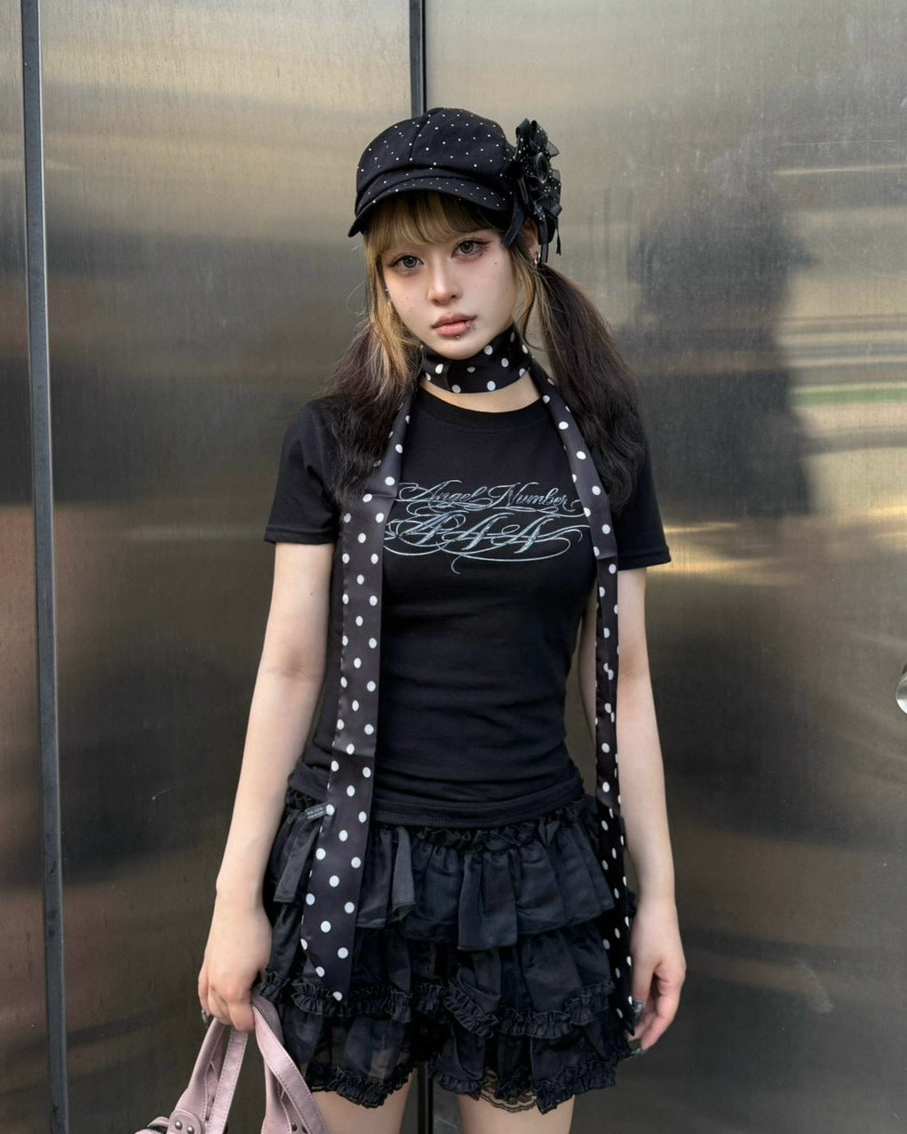 大阪店 WEB限定 受注制【Never mind the XU】Dot Ribbon Scarf