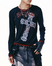 【LECYTO】Xenon Cross Stripe T-Shirt