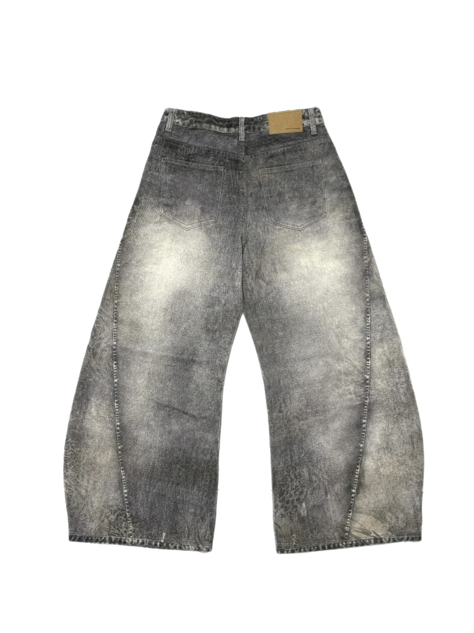 国際配送【Never mind the XU】3D print curve denim pants
