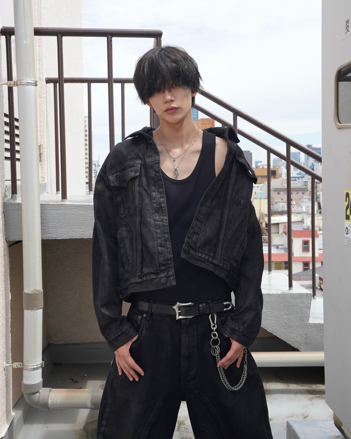 【CHIKASHITSU PLUS HIGH】Washed coating denim jacket