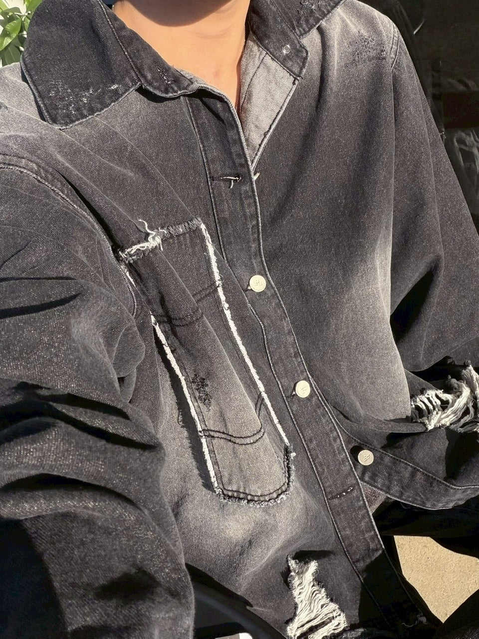 受注制【LUV CODE】damage denim jacket (2color)
