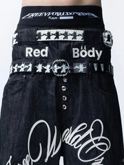 【F.V.V.O】Skull Kid Print Punk Leather Belt