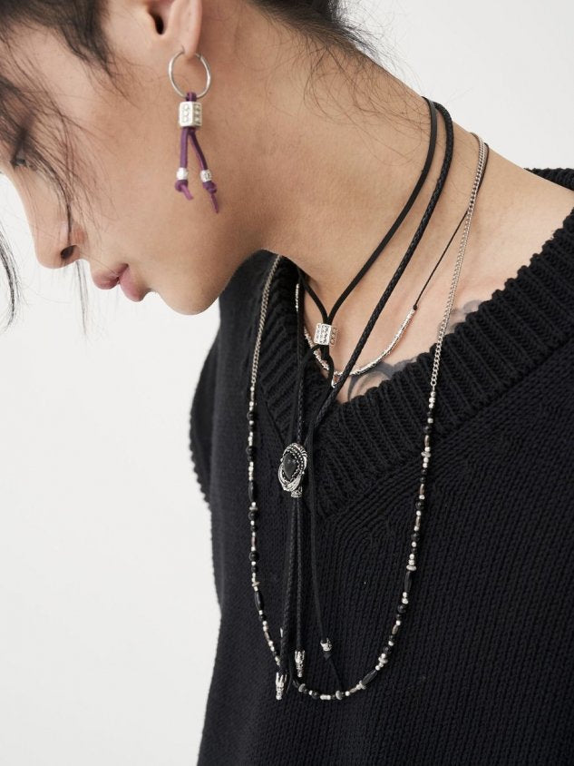 【BYBE RECORDS × BLACK PURPLE】Leather string choker
