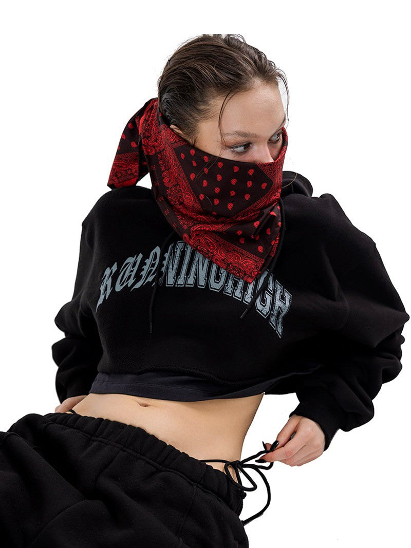 【running high】ARCH LOGO LAYERED CROP HOODIE