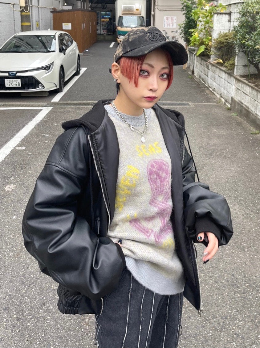 受注制【Never mind the XU】design leather blouson