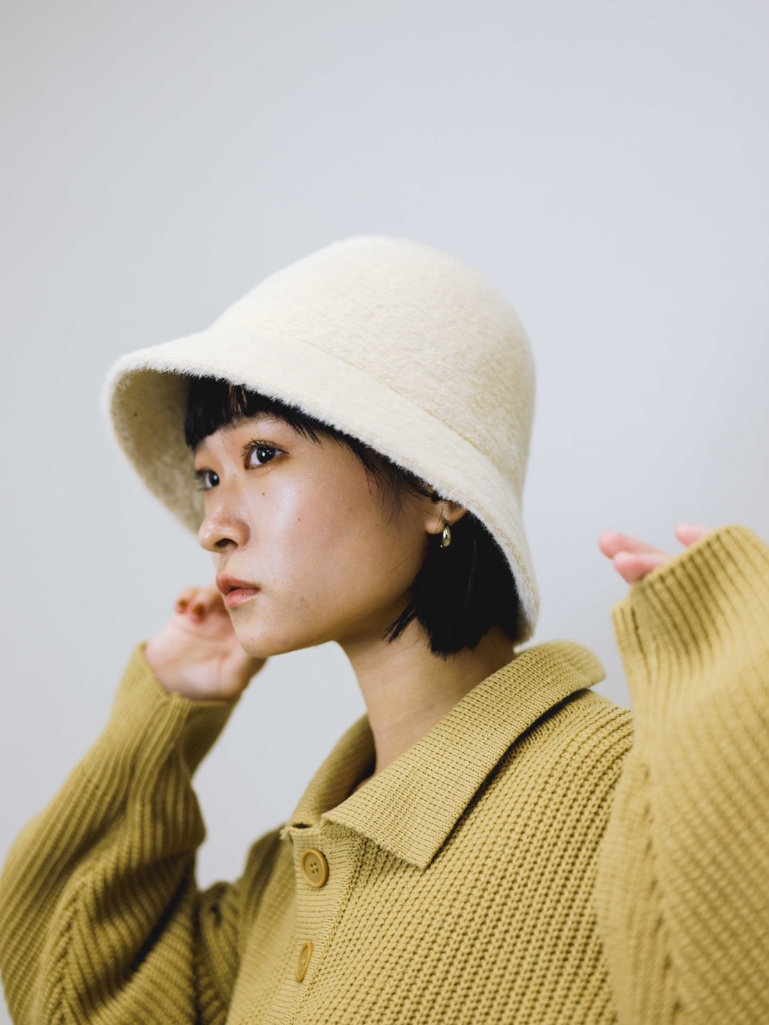受注制【Chikashitsu +】knit bucket hat (2color)