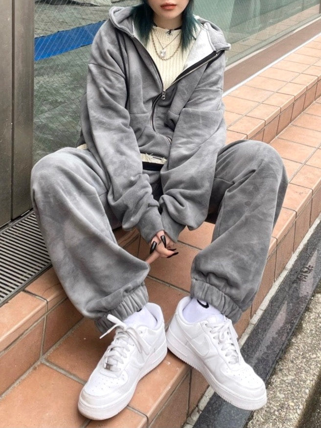受注制【Never mind the XU】set up tie-dye zip up hoodie (2color