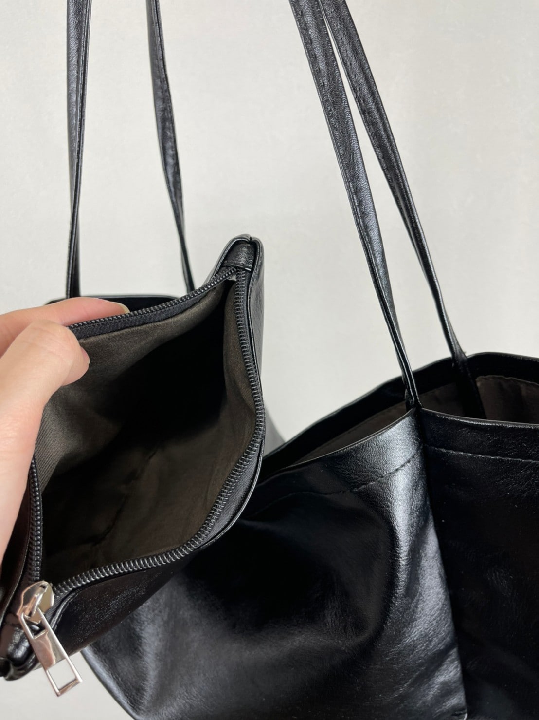 受注制【Chikashitsu +】big leather tote bag