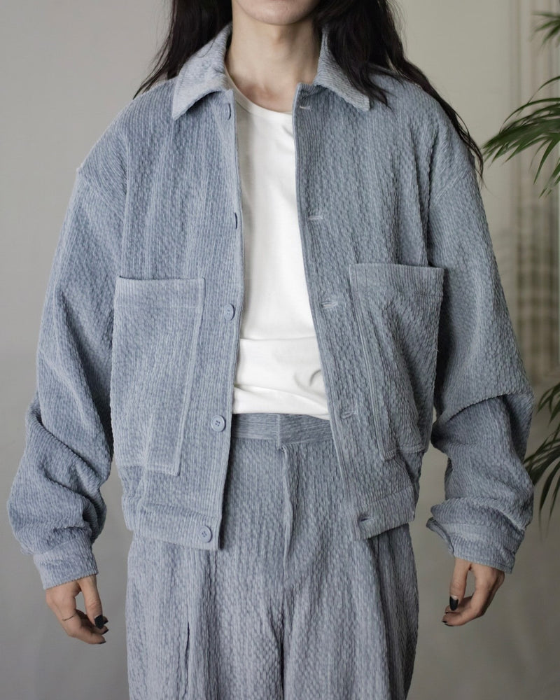 受注制【Chikashitsu +】set up design corduroy cropped jacket (3color)