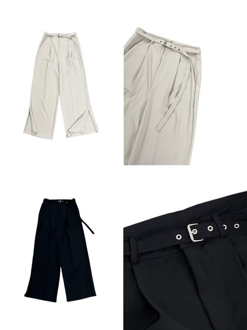 受注制【Chikashitsu +】set up zipper belt slacks (2color)