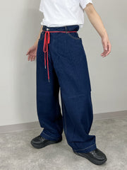 受注制【Chikashitsu +】high waist lap denim pants