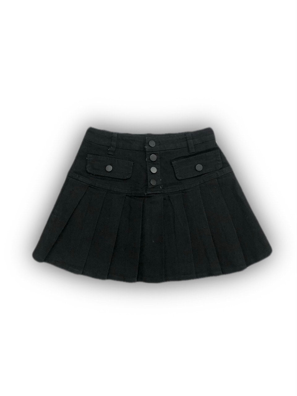 受注制【Never mind the XU】button pleats denim skirt (2color)