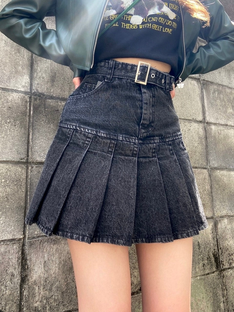 Never mind the XU】belt pleats denim skirt (2color) – PRESSING WEB