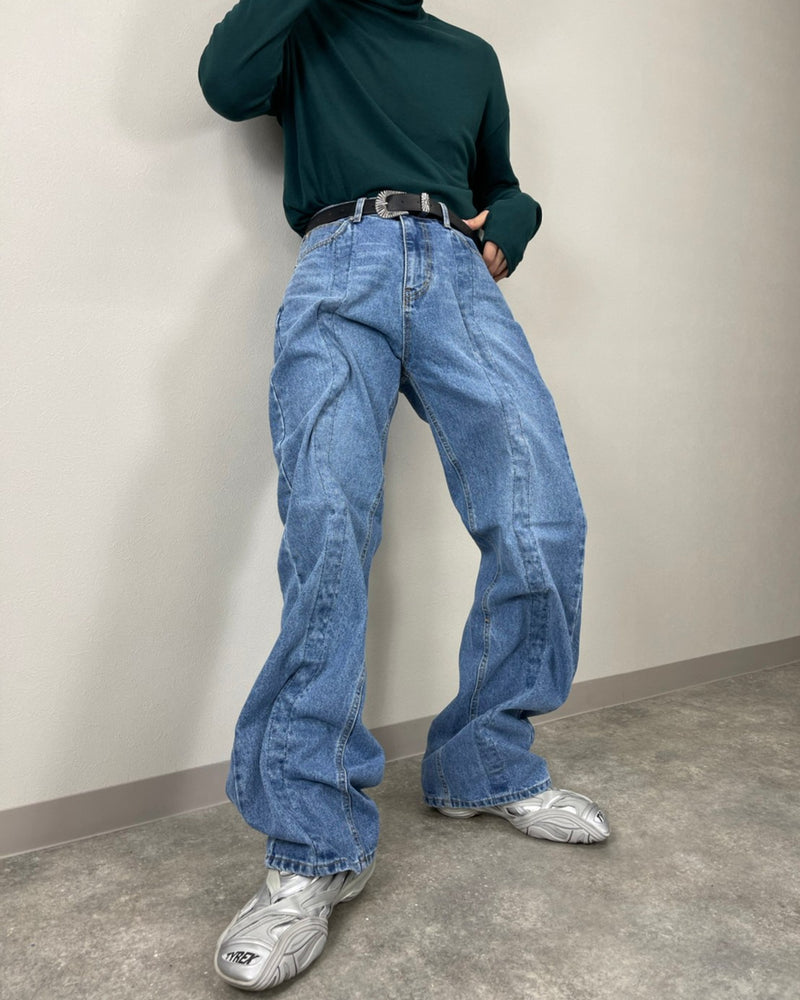受注制【Chikashitsu +】wire design denim pants