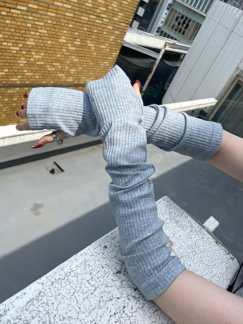 受注制【Never mind the XU】rib arm warmer (2color)