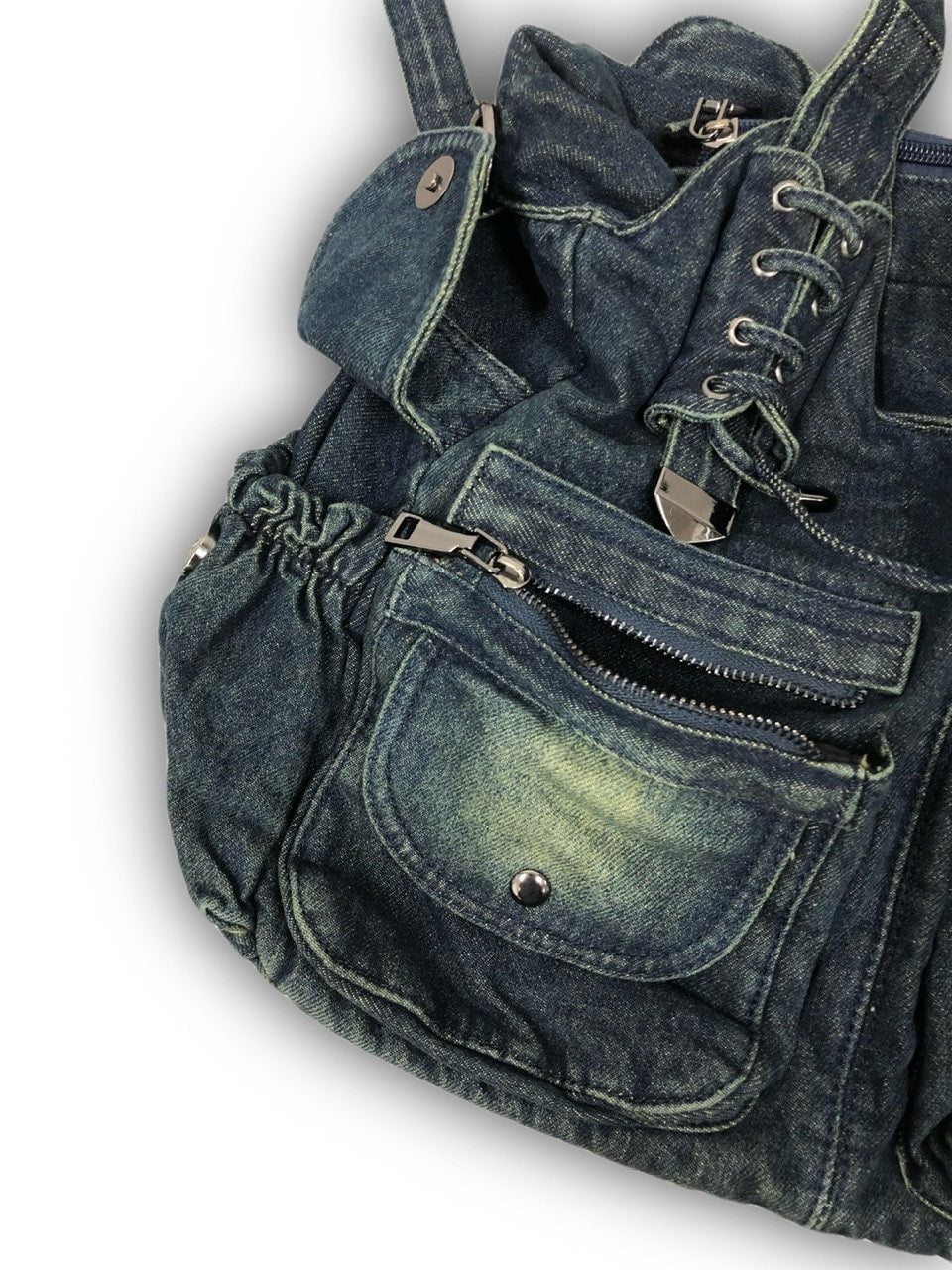 国際配送【Never mind the XU】2way denim bag (2color) / 【ネバーマインドザエックスユー】ツーウェイデニムショルダーバッグハンドバッグ