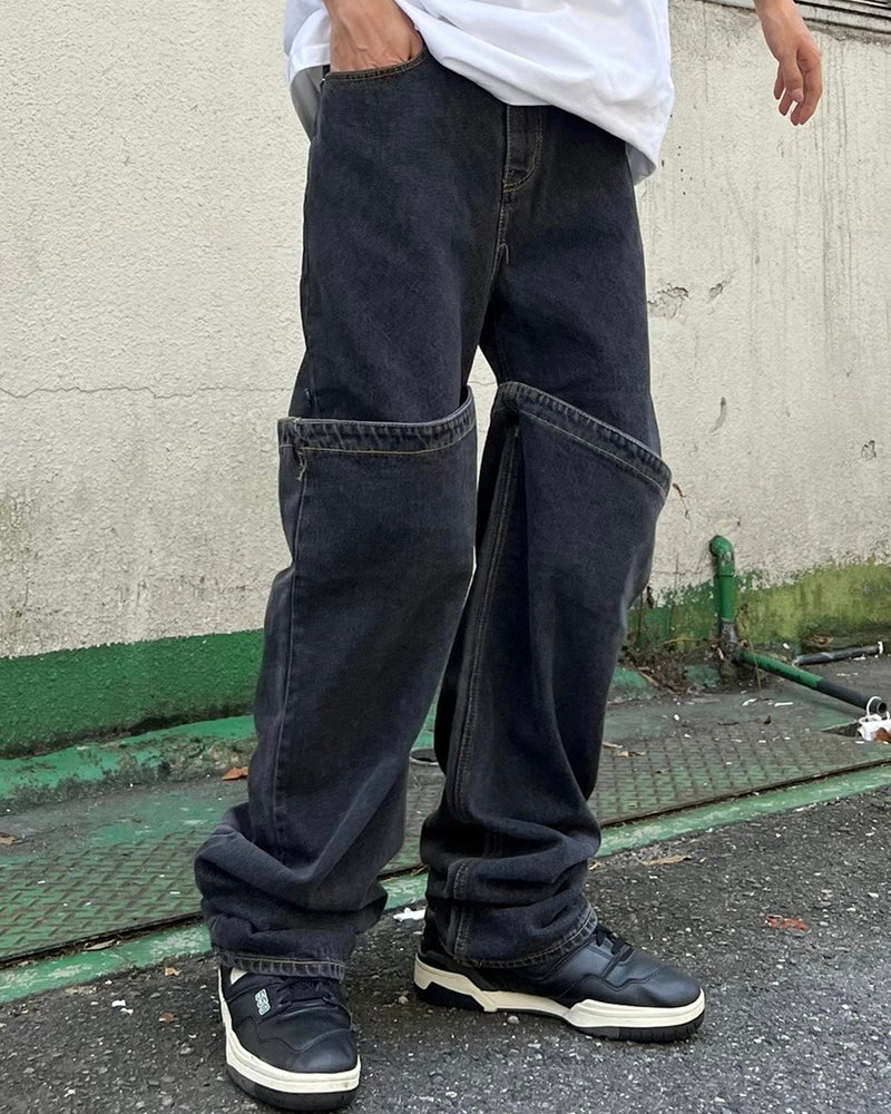 受注制【Chikashitsu +】docking 2way denim pants