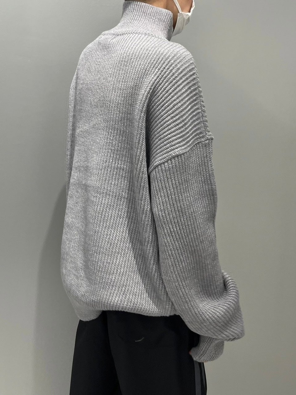 【Chikashitsu +】half zip high neck knit (3color) / 【チカシツプラス】ハーフジップアップハイネック長袖ニット