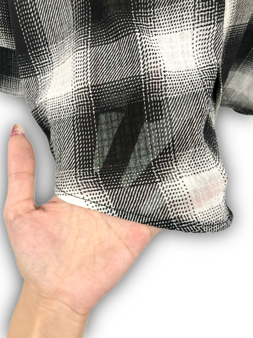 受注制【Never mind the XU】chiffon check shirt (2color) / 【ネバーマインドザエックスユー】シフォンチェック長袖シャツ