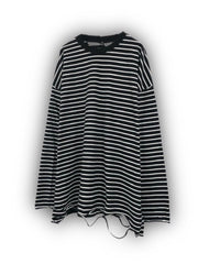 受注制【Never mind the XU】stripe damage long sleeve tee / 【ネバーマインドザエックスユー】ストライプダメージ長袖Ｔシャツ
