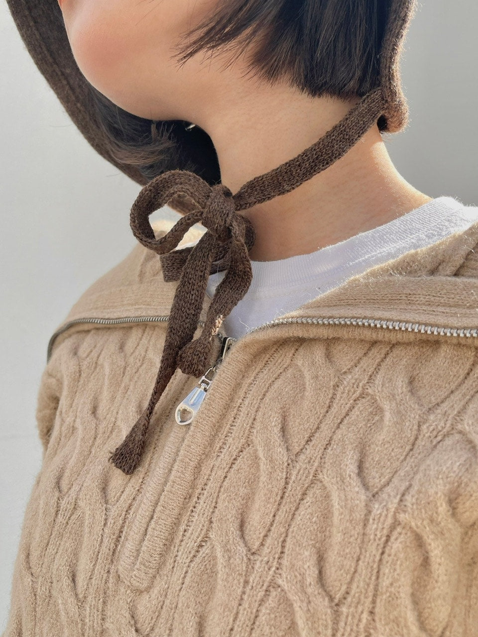 受注制【Chikashitsu +】strap knit hat (2color)