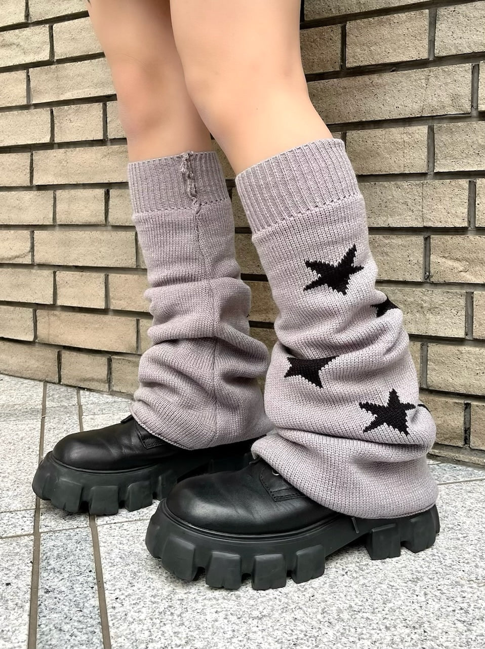 受注制【Never mind the XU】reversible star leg warmer (2color)