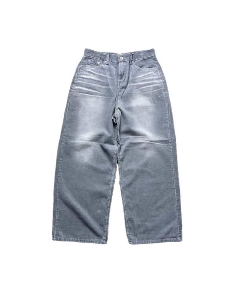 受注制【Chikashitsu +】vintage wash wide corduroy pants (2color)
