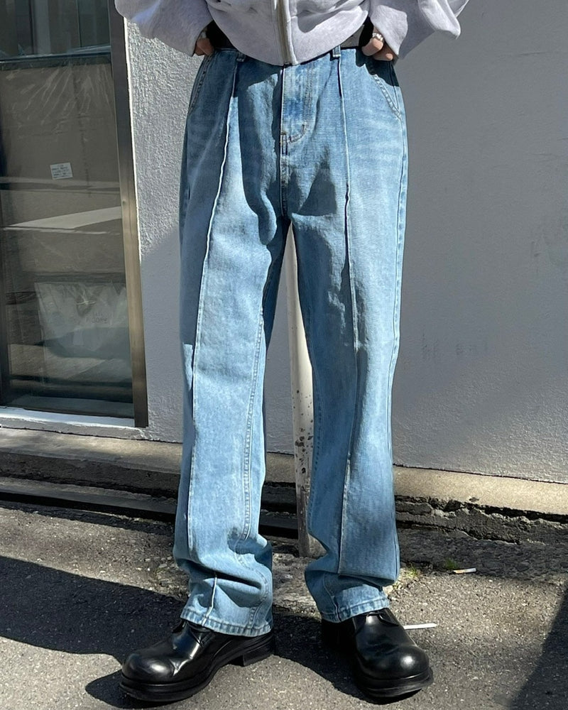 受注制【Chikashitsu +】center press denim pants 2