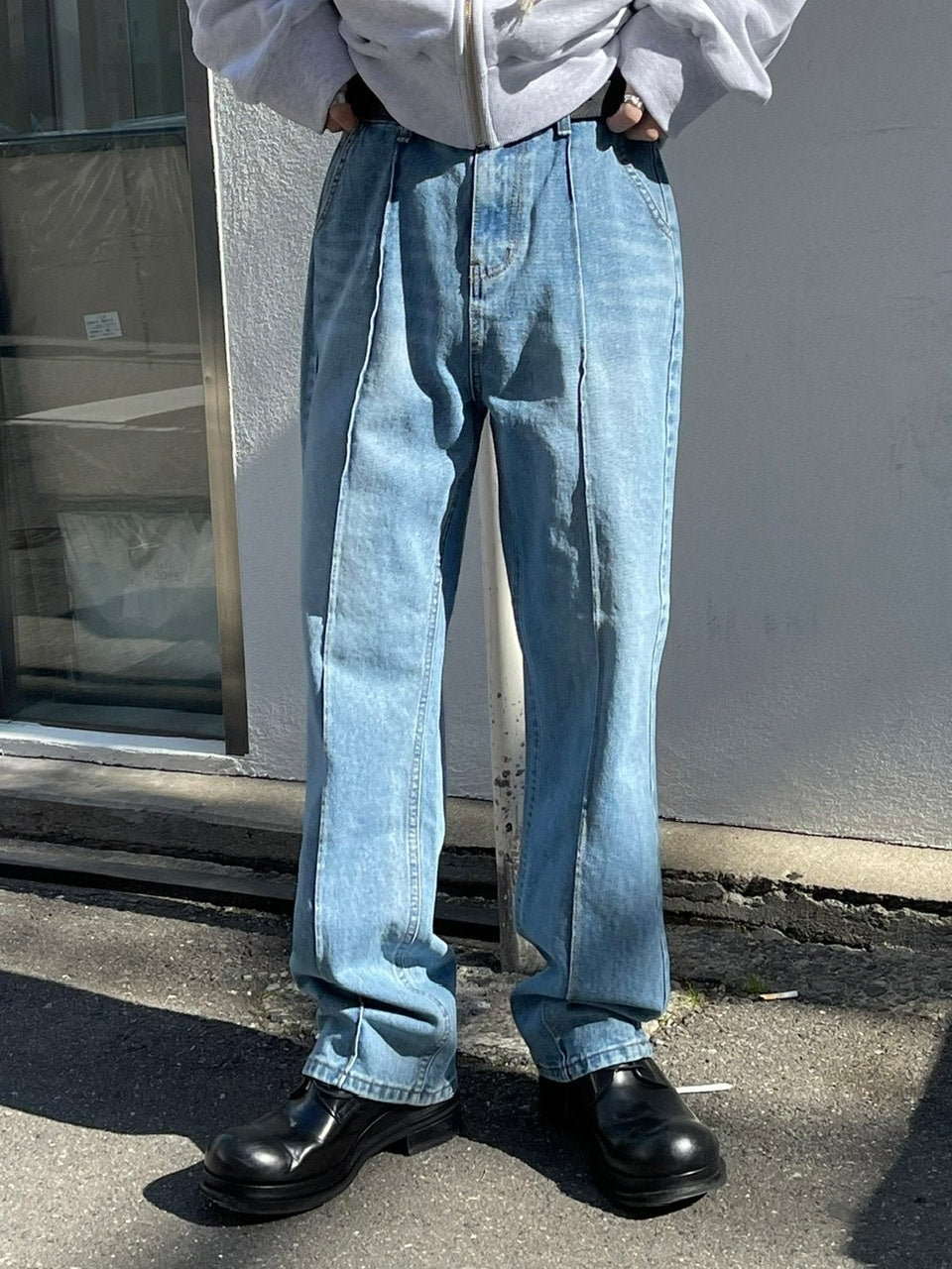 受注制【Chikashitsu +】center press denim pants 2