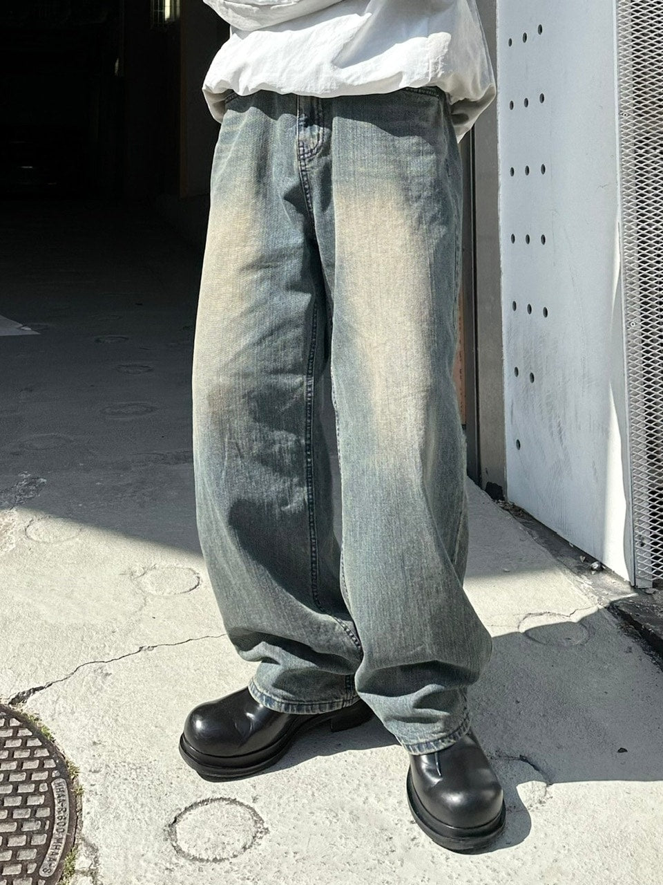 受注制【Chikashitsu +】vintage wash semi wide denim pants / 【チカシツプラス】ヴィンテージウォッシュセミワイドデニムパンツ