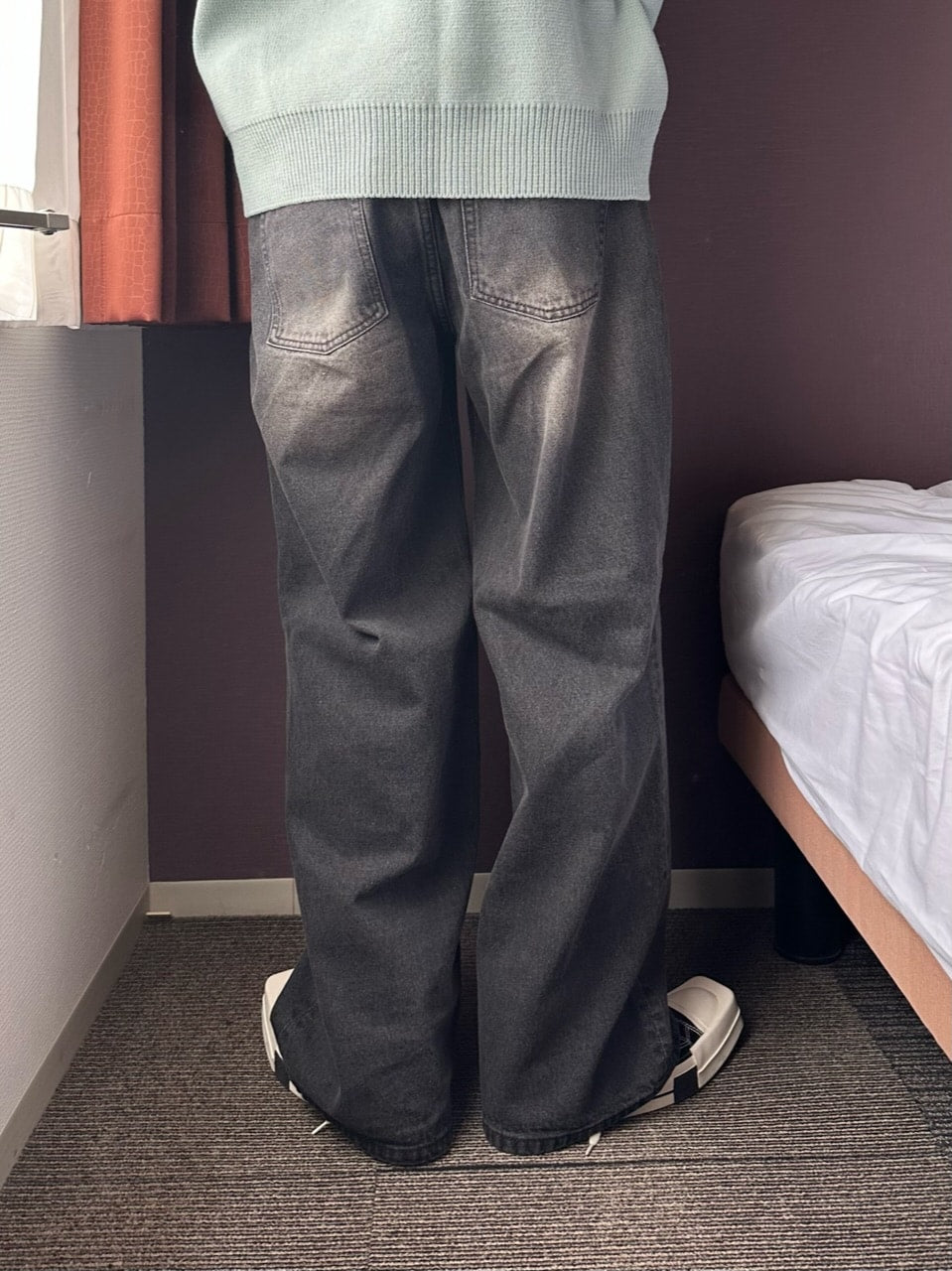 大阪店WEB限定受注制【Chikashitsu +】vintage color wash wide denim pants (3color)