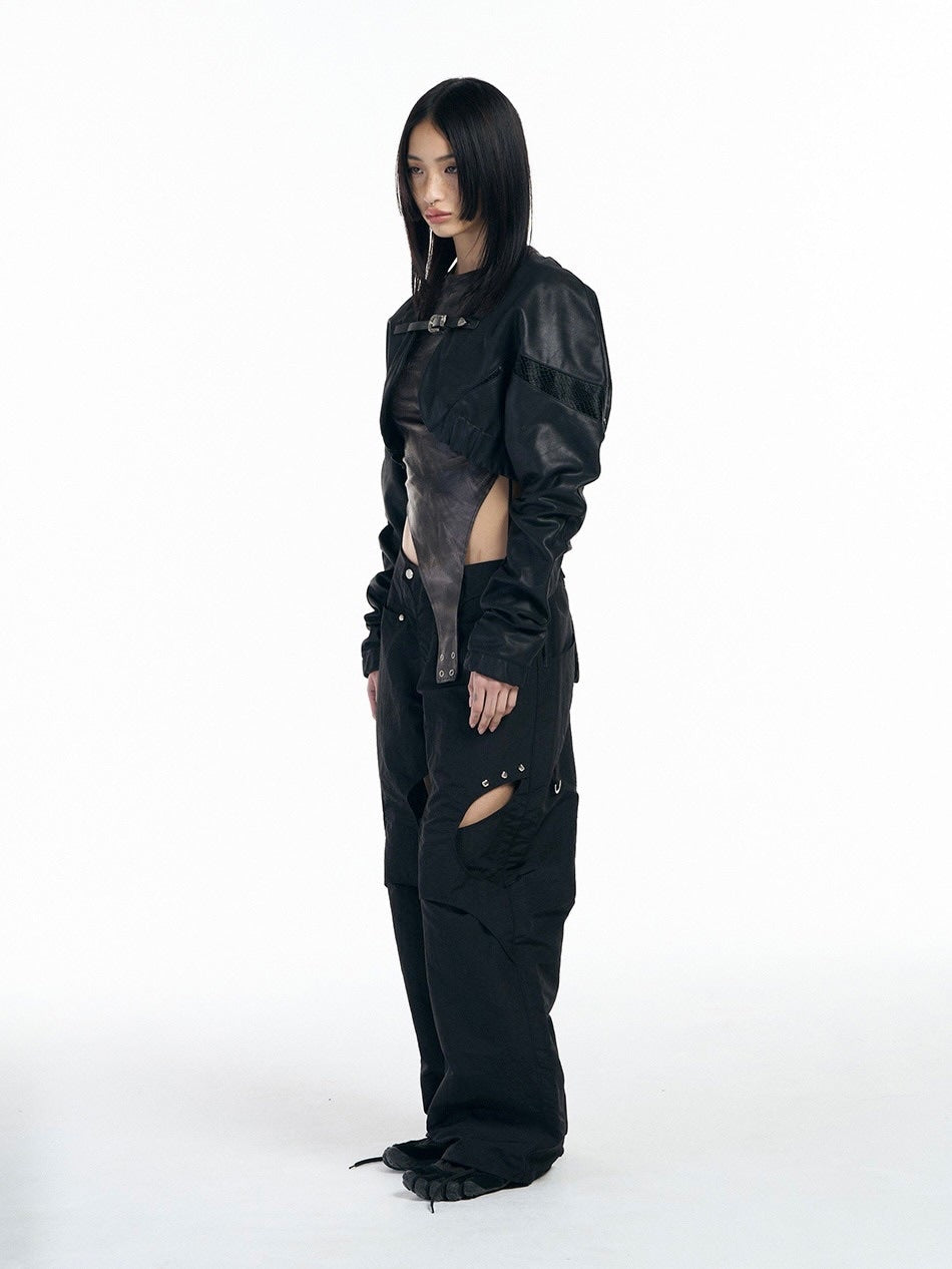 【SETUP‐EXE】Matte Leather bolero buckle Jacket
