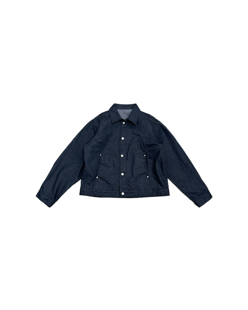 受注制【Chikashitsu +】set up design denim short jacket (2color)