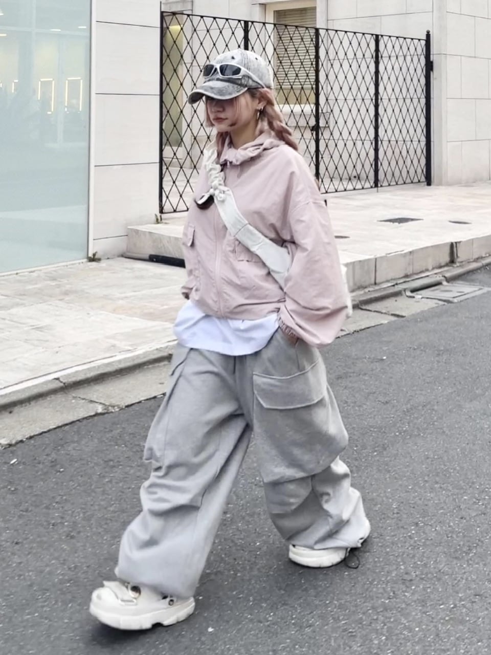 受注制【Never mind the XU】big pocket sweat wide cargo pants