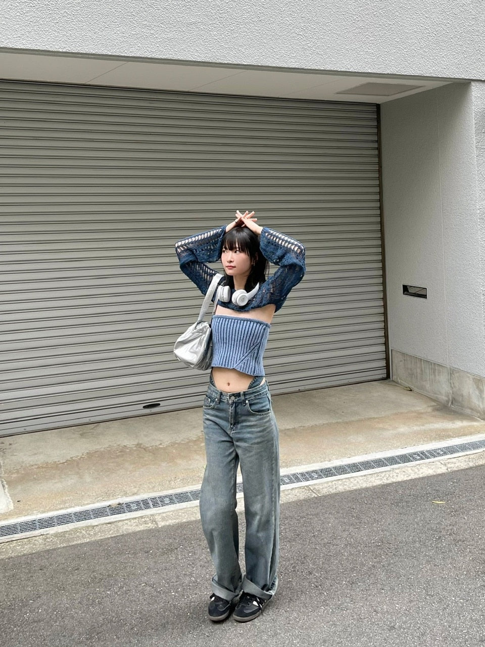 受注制【Chikashitsu + LADIES】waist T line denim pants