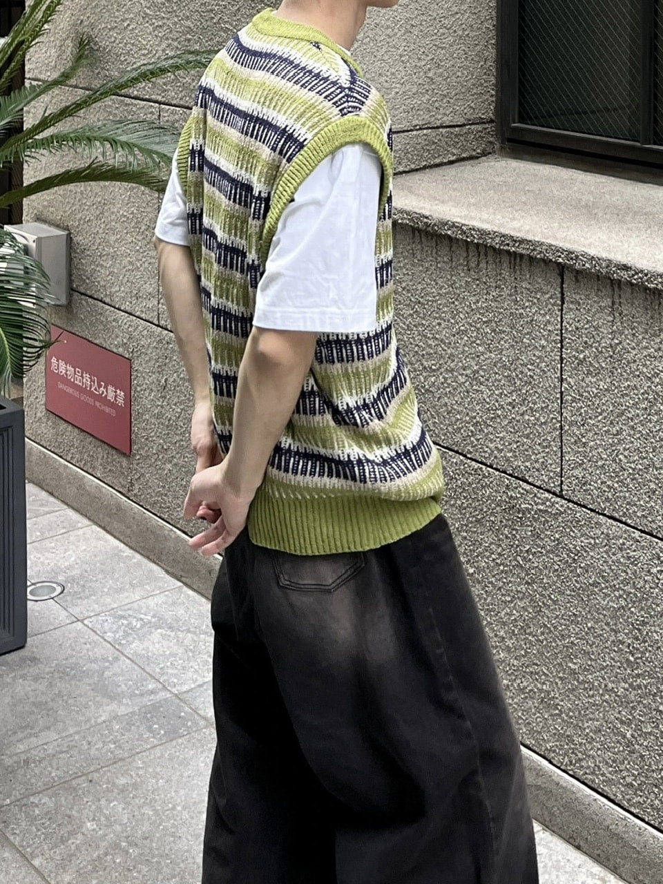 受注制【youll】multi color border knit vest (2color)