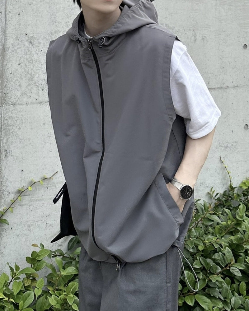 大阪店WEB限定受注制【Chikashitsu +】nylon hood vest (2color)