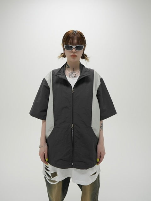 受注制【Never mind the XU】nylon zip up jacket (3color)