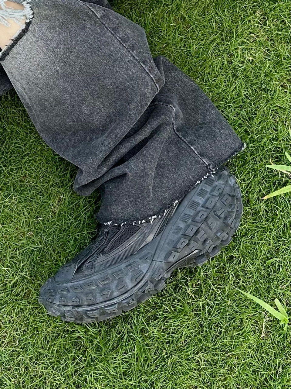 大阪店WEB限定【Chikashitsu +】vintage crash denim pants (2color)