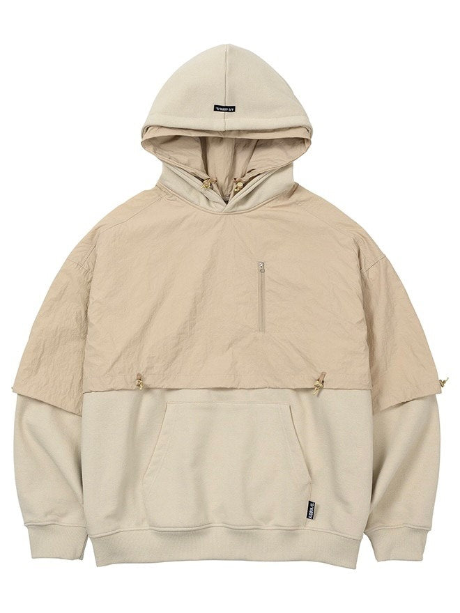 【AJOBYAJO】Layered Nylon Hoodie / 【アジョバイアジョ】レイヤードナイロンフード長袖パーカー