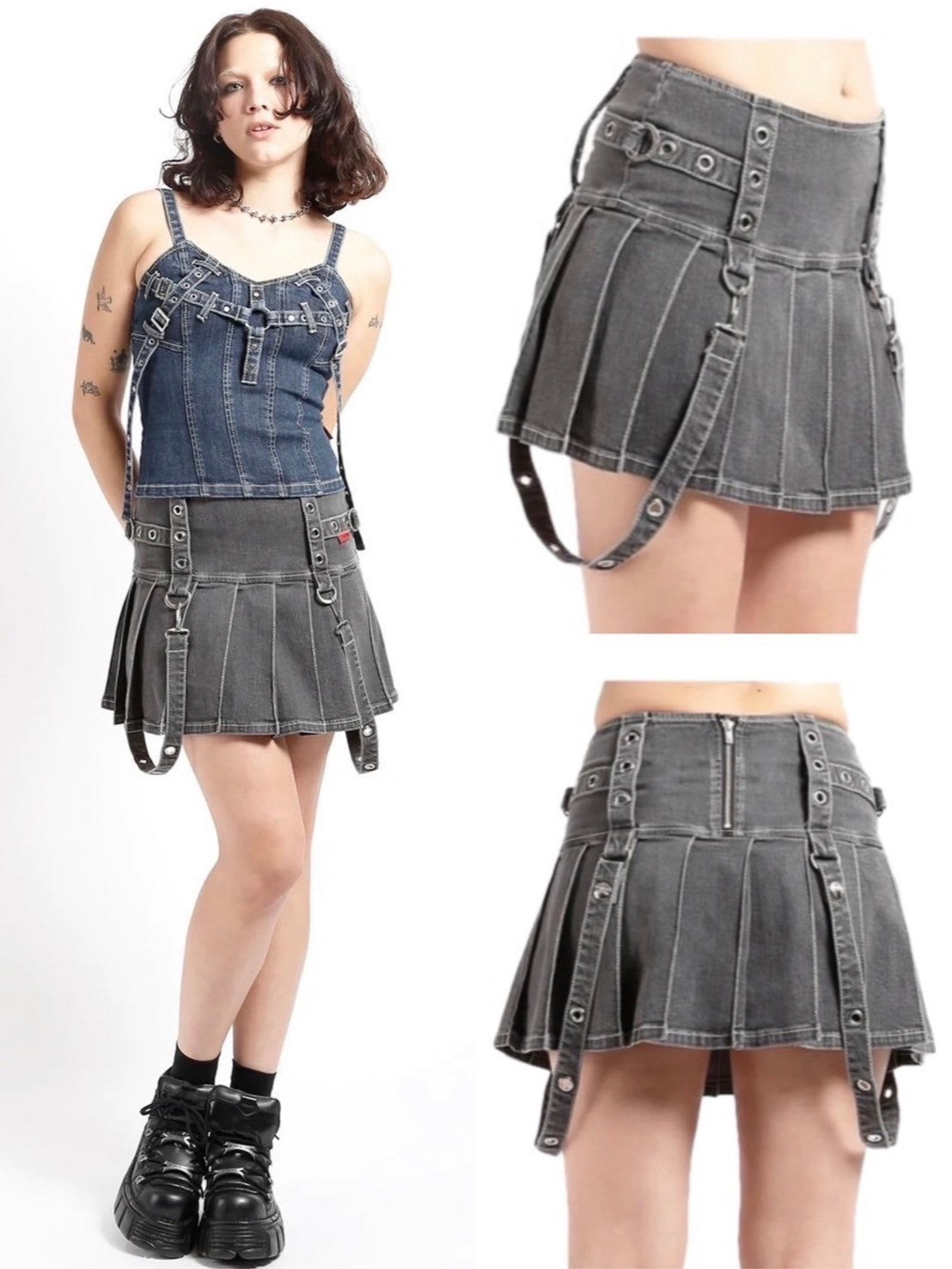 【TRIPP nyc】PLEATED GROMMET SKIRT[WS4235] / 【トリップ エヌワイシー】プリーツストラップミニスカート