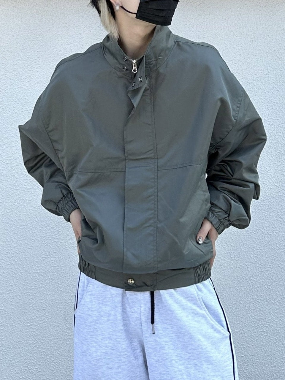 大阪店WEB限定受注制【Chikashitsu +】high neck bomber jacket (2color)