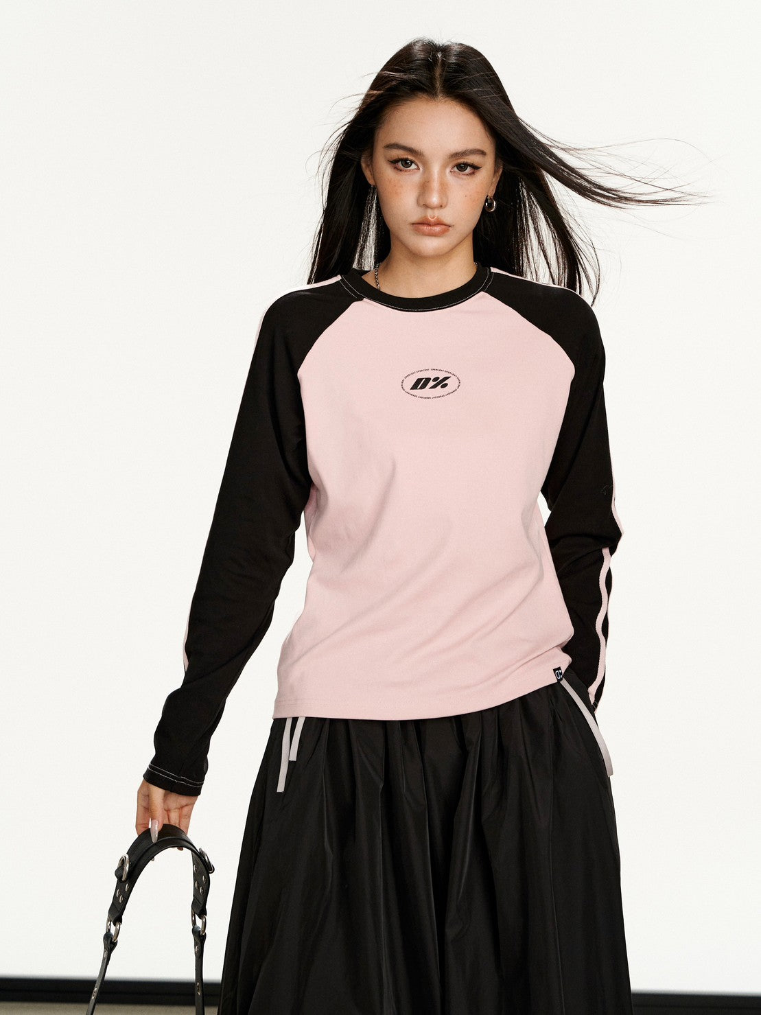 【Dpercent】Front Logo Raglan LS Tee