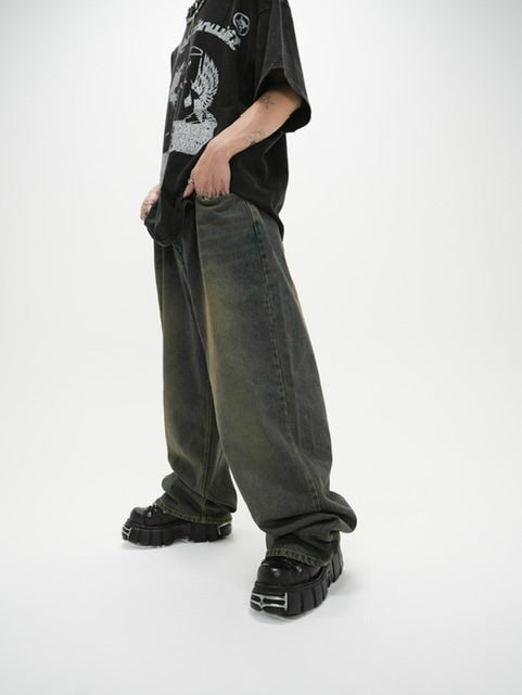 受注制【Never mind the XU】setup denim pants (2color)