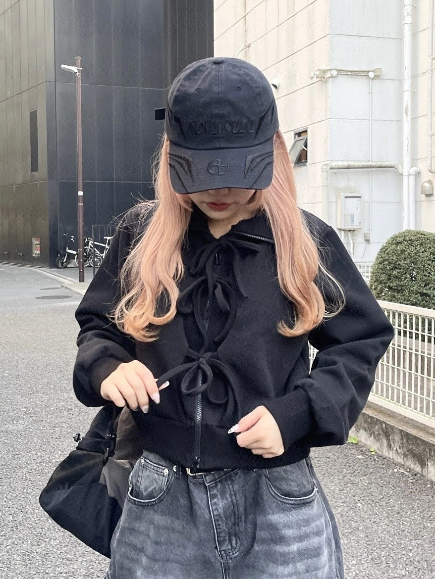 受注制【nmtc +】ribbon zip up jacket (2color) / 【エヌエムティーシープラス】リボンジップアップ長袖ジャケット