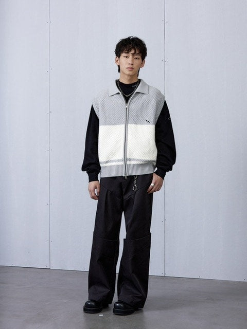 【ARCH by ROARINGWILD】ACADEMIC ZIPPER KNIT VEST